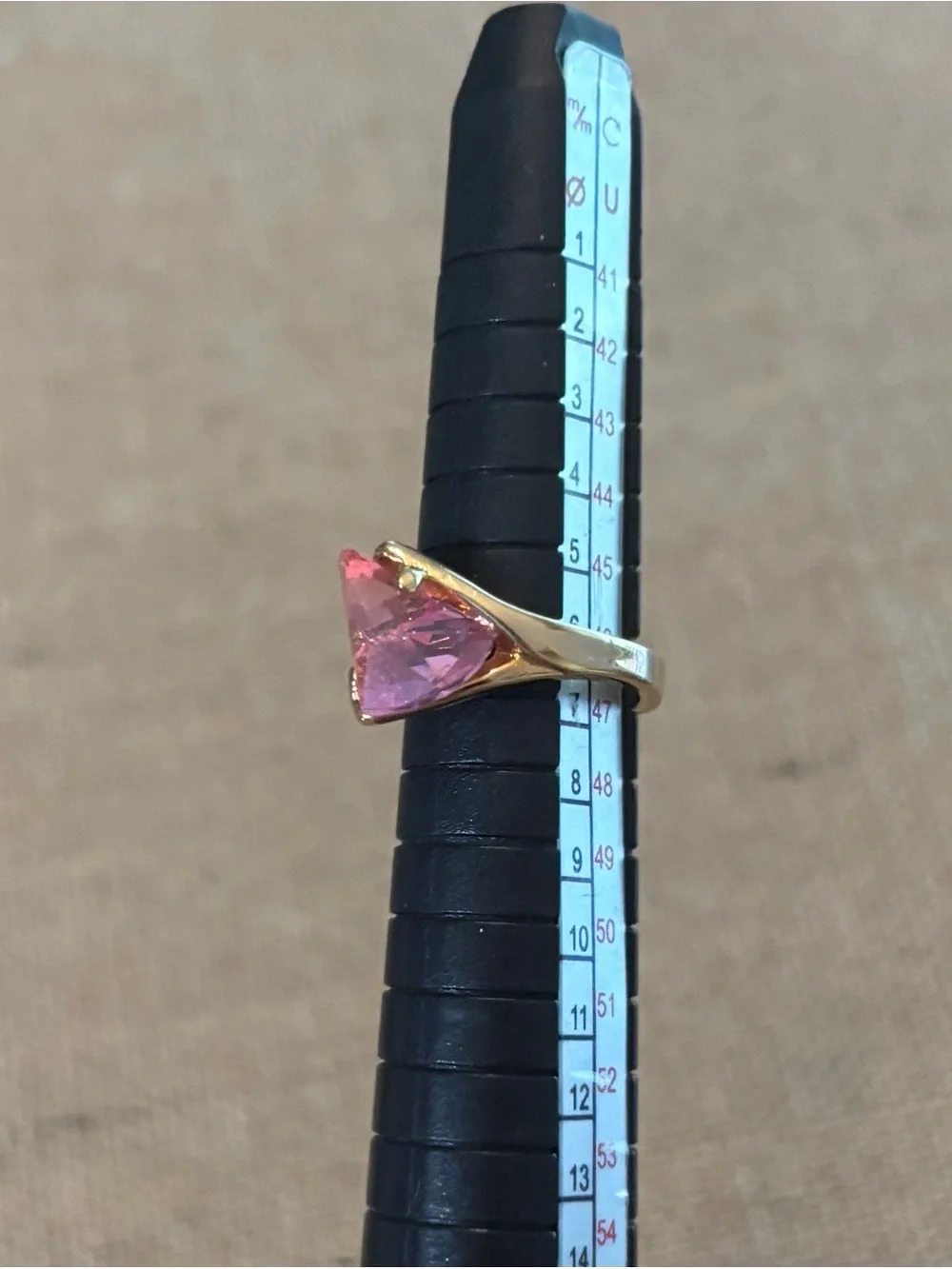 Vintage Ring Size Pink Stone 18K Gold Electroplated Sz4